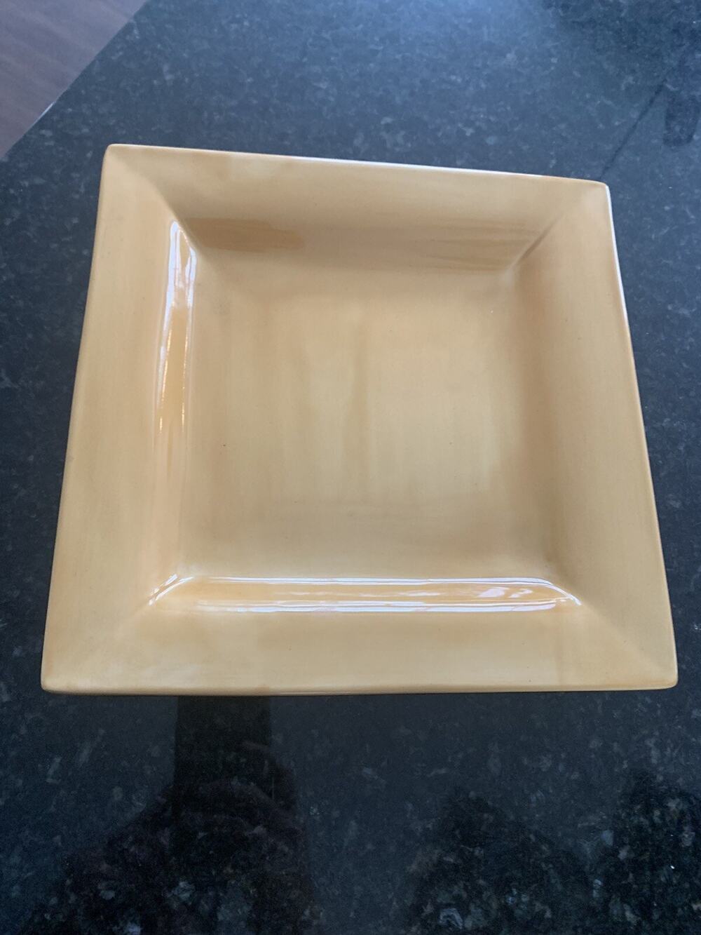 Pottery Barn Sausalito Square 11 1/2” Mustard Yellow Dinner Plate